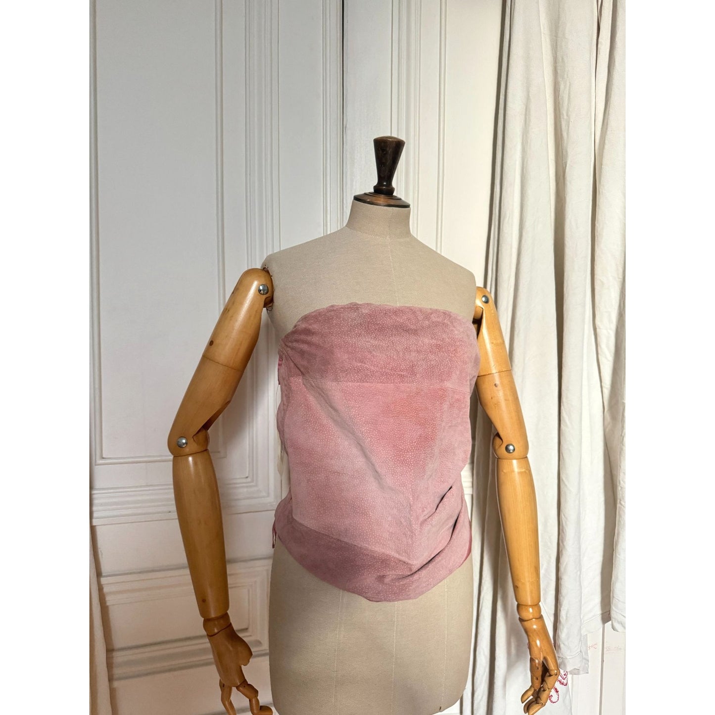 Line 0 Artisanal FW 2004–2005 Pale Pink Suede Bustier Top