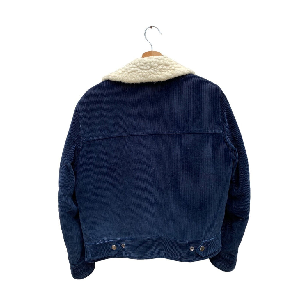 Sandro Dark Navy Corduroy Real Shearling