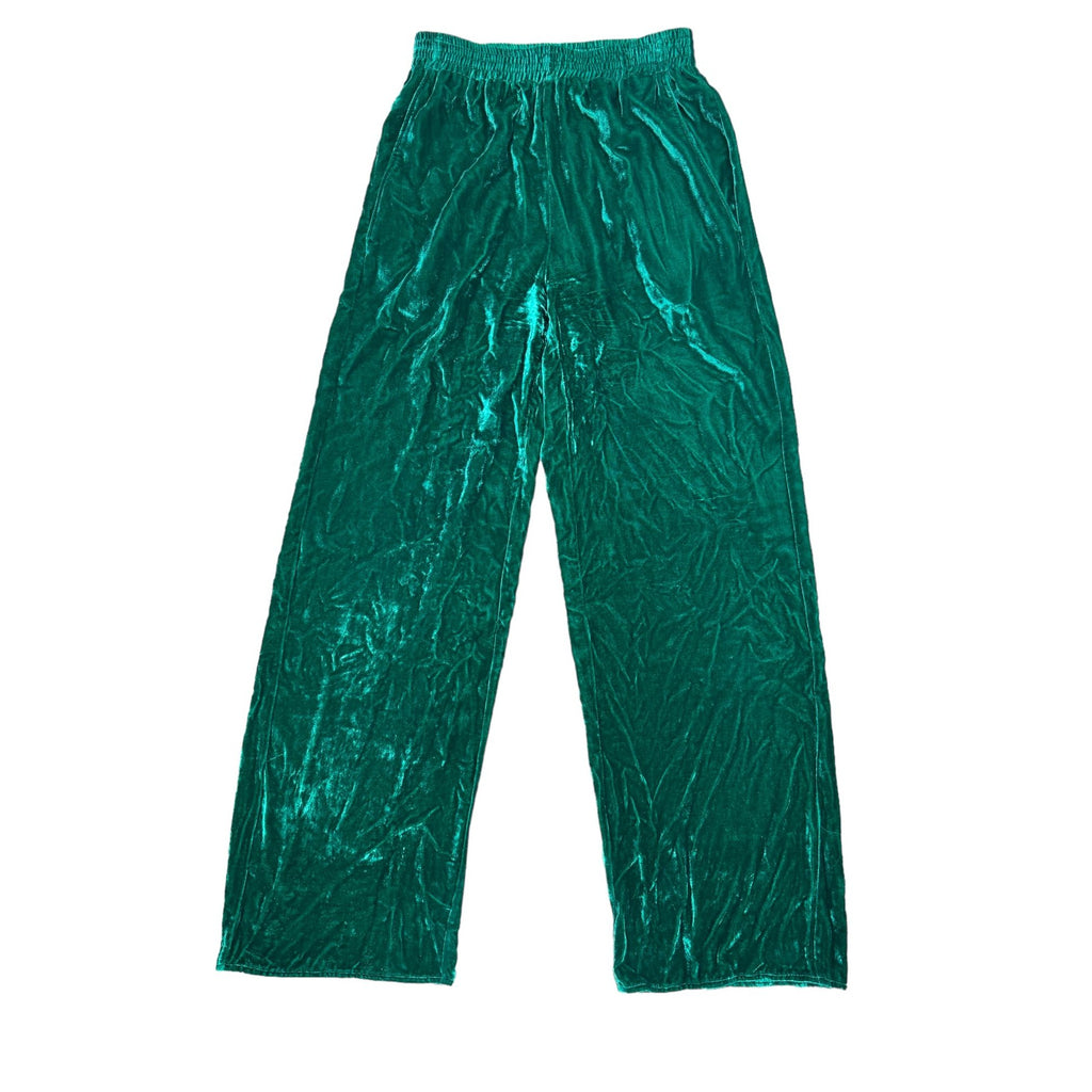 Emeraud Green Silk Blend Pants  Wide fit