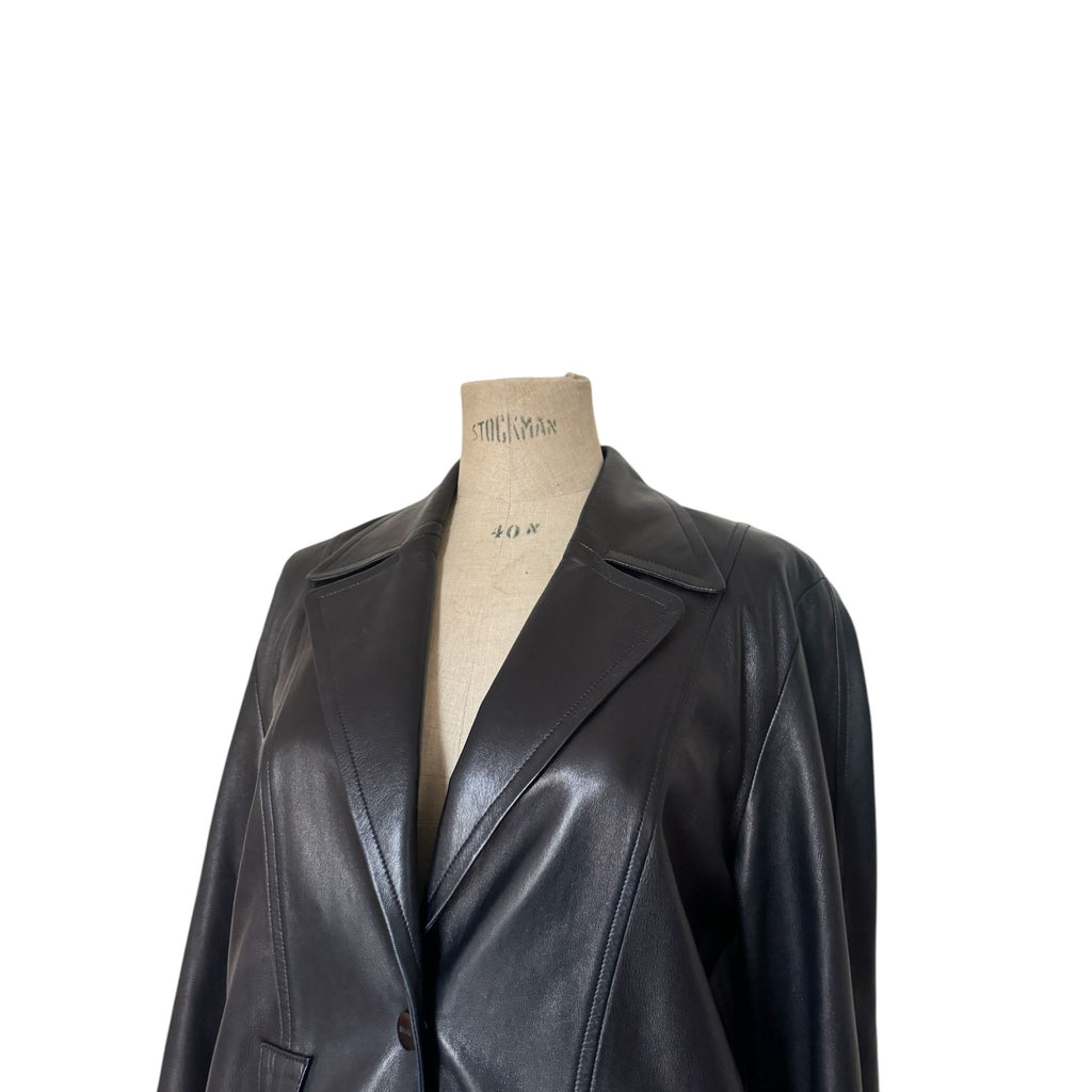 1980s Dark Navy Leather Coat