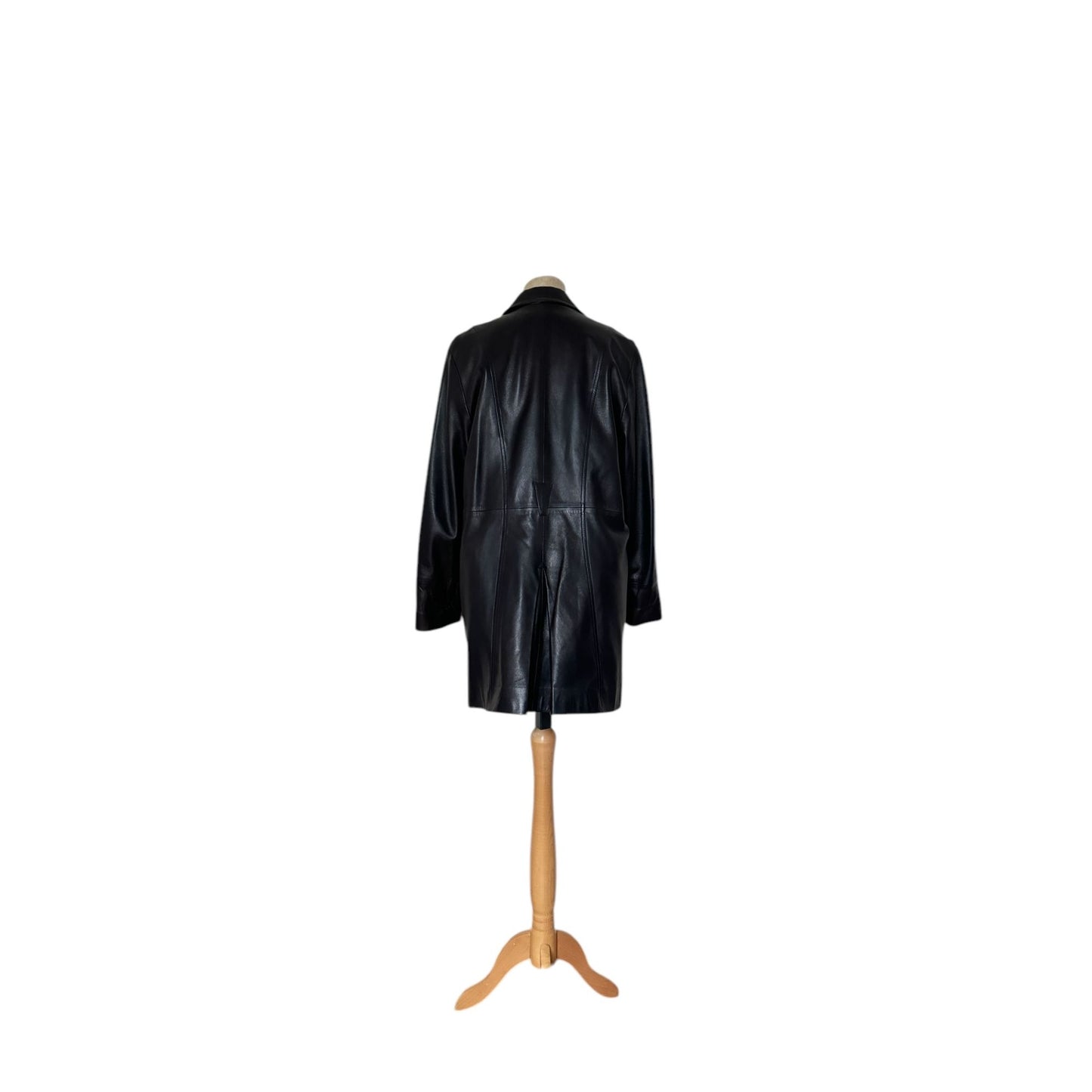 1980s Dark Navy Leather Coat