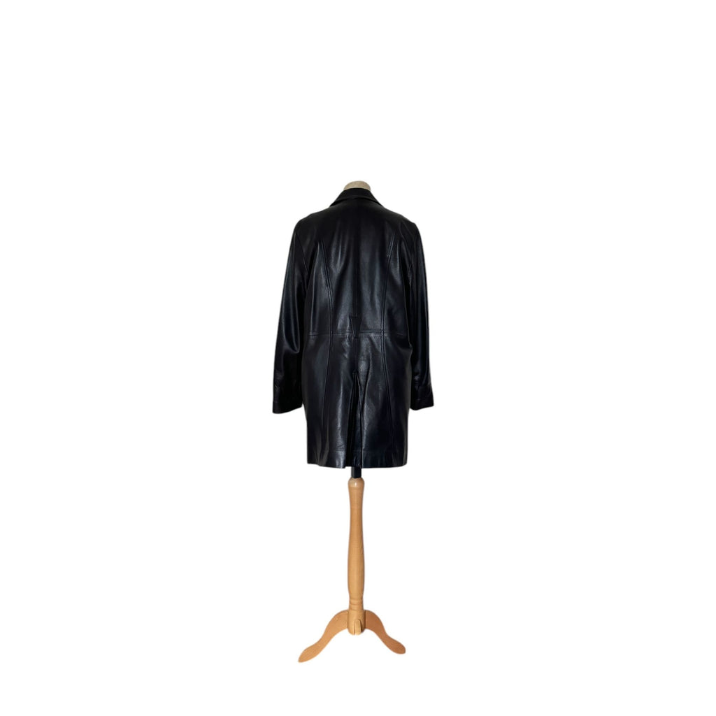 1980s Dark Navy Leather Coat