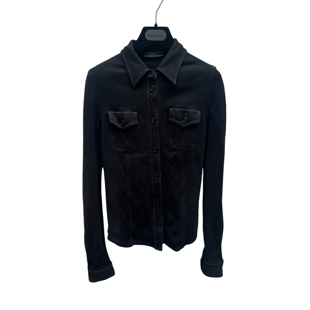 Black Cotton Military Shirt