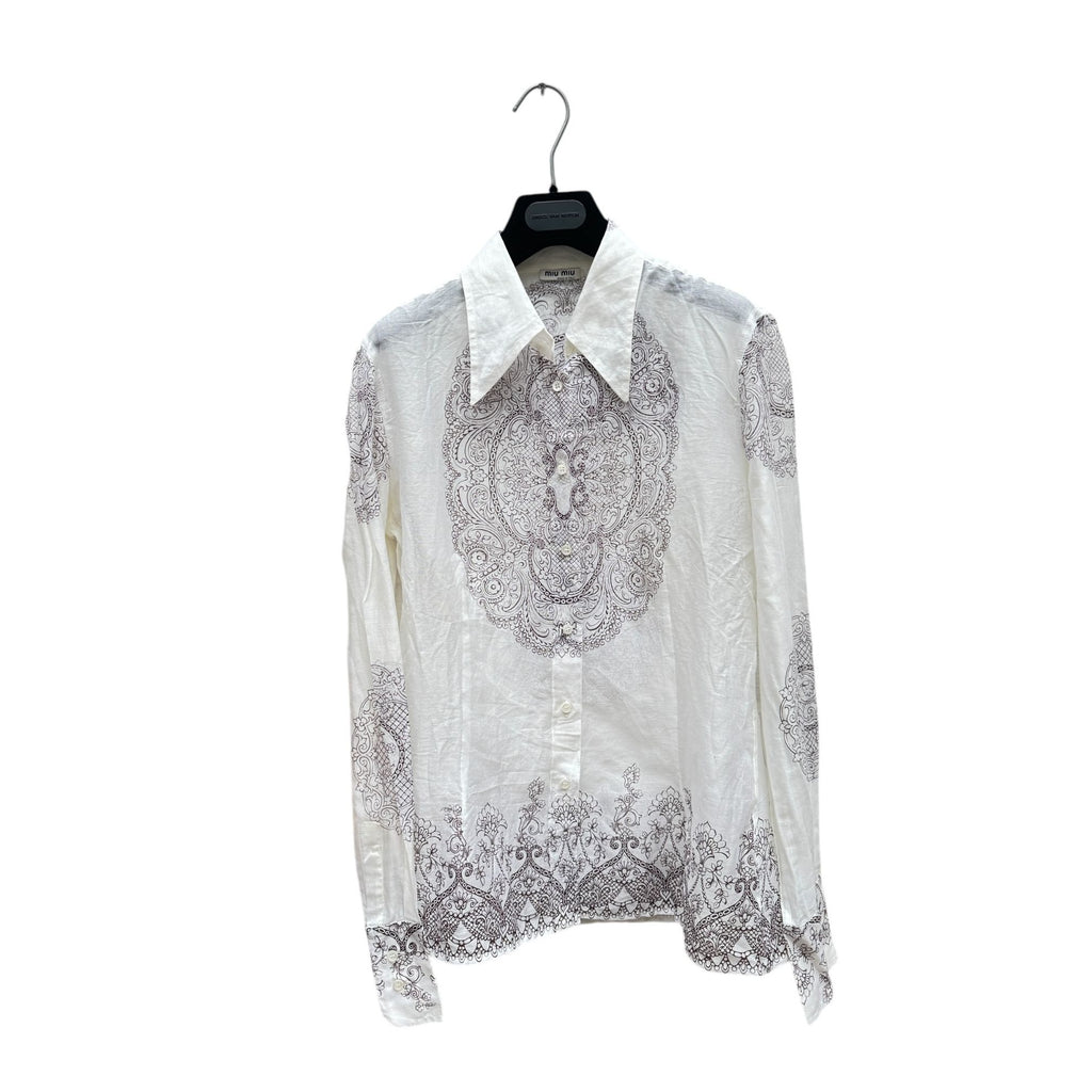 White Paisley Print Shirt