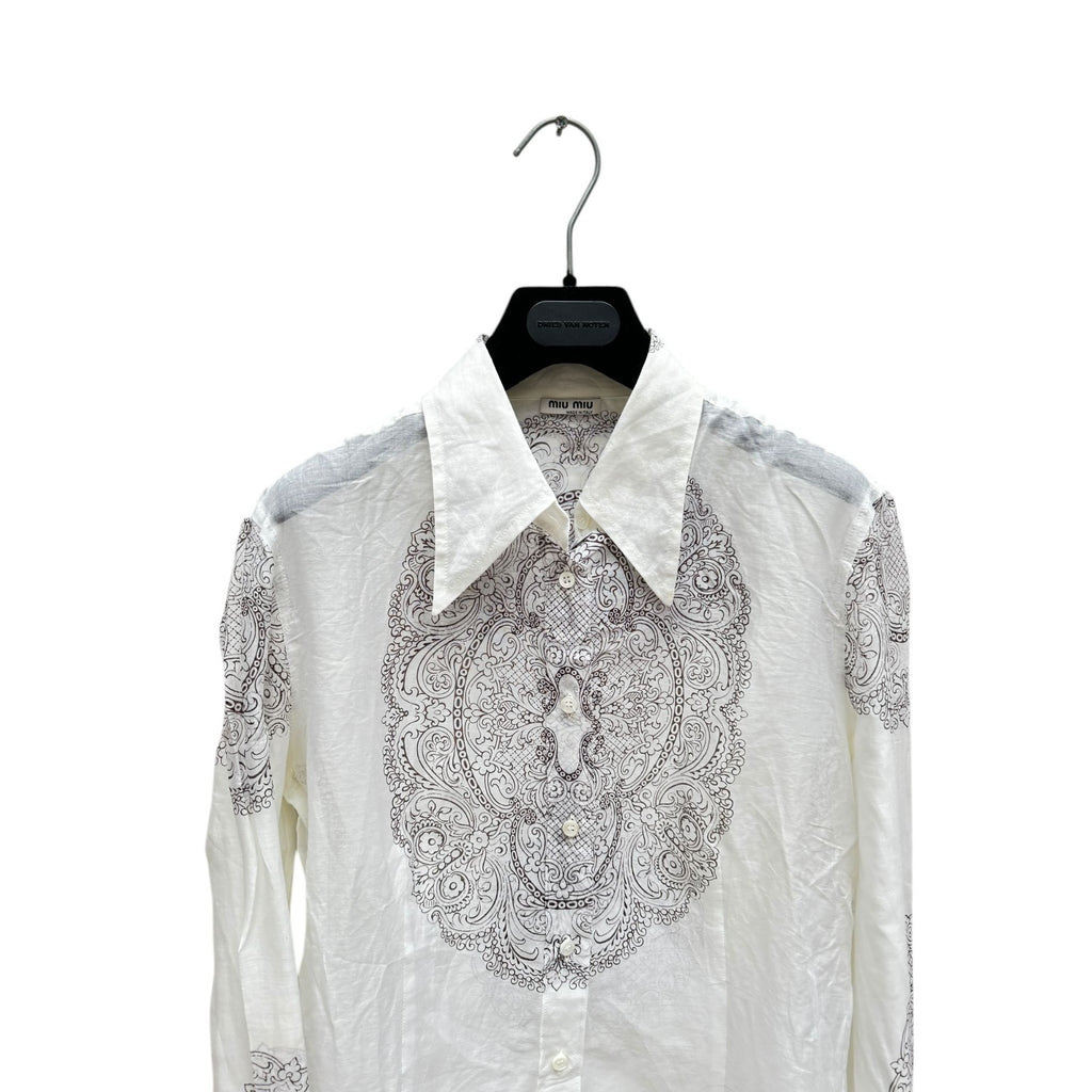 White Paisley Print Shirt