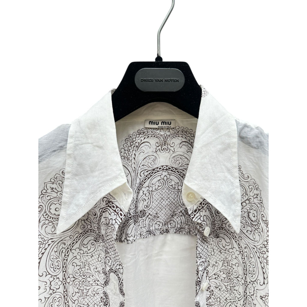 White Paisley Print Shirt