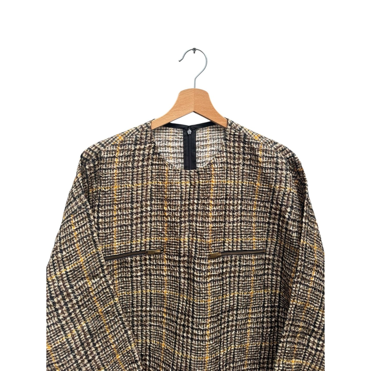 Phoebe Philo Beige Checkered Silk Dress