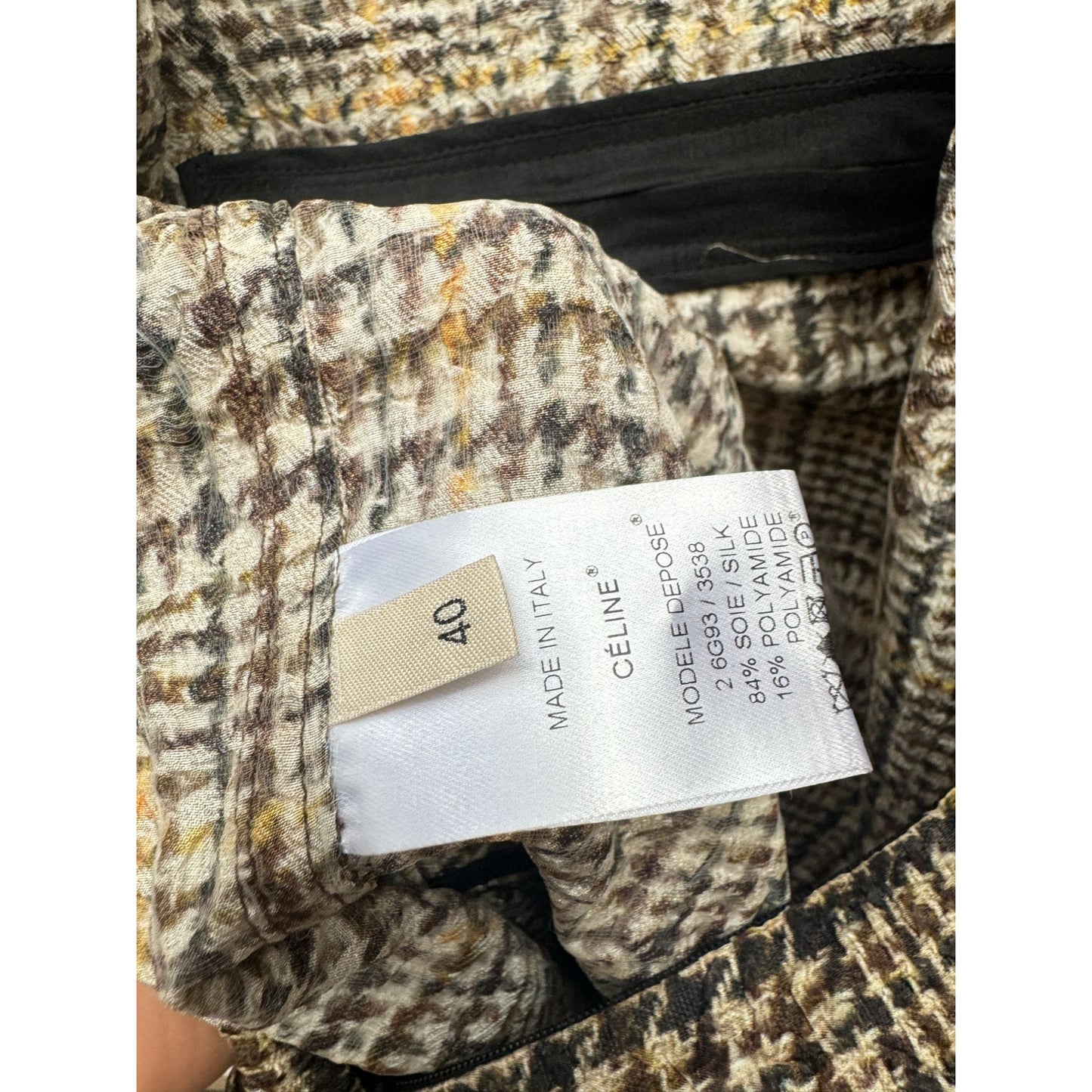 Phoebe Philo Beige Checkered Silk Dress