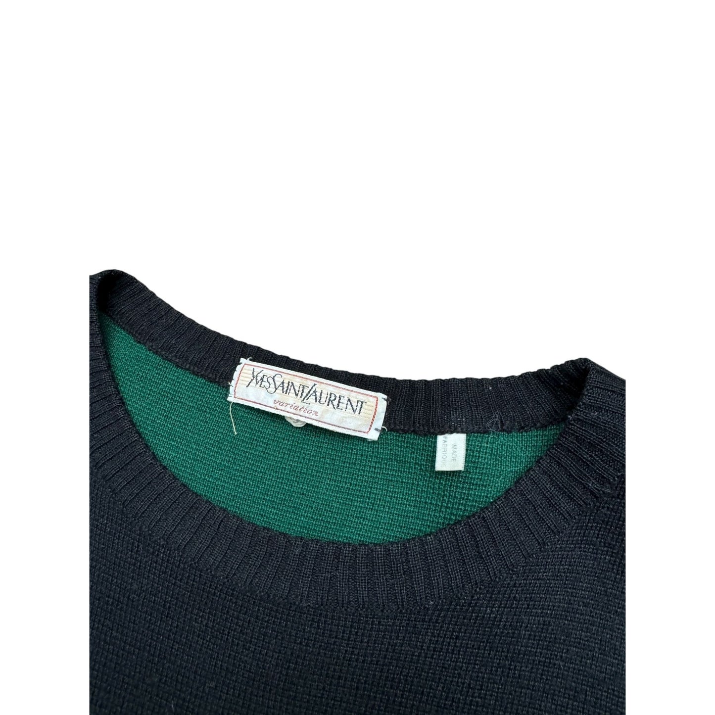 1980s Wool Dress – Black & Green 