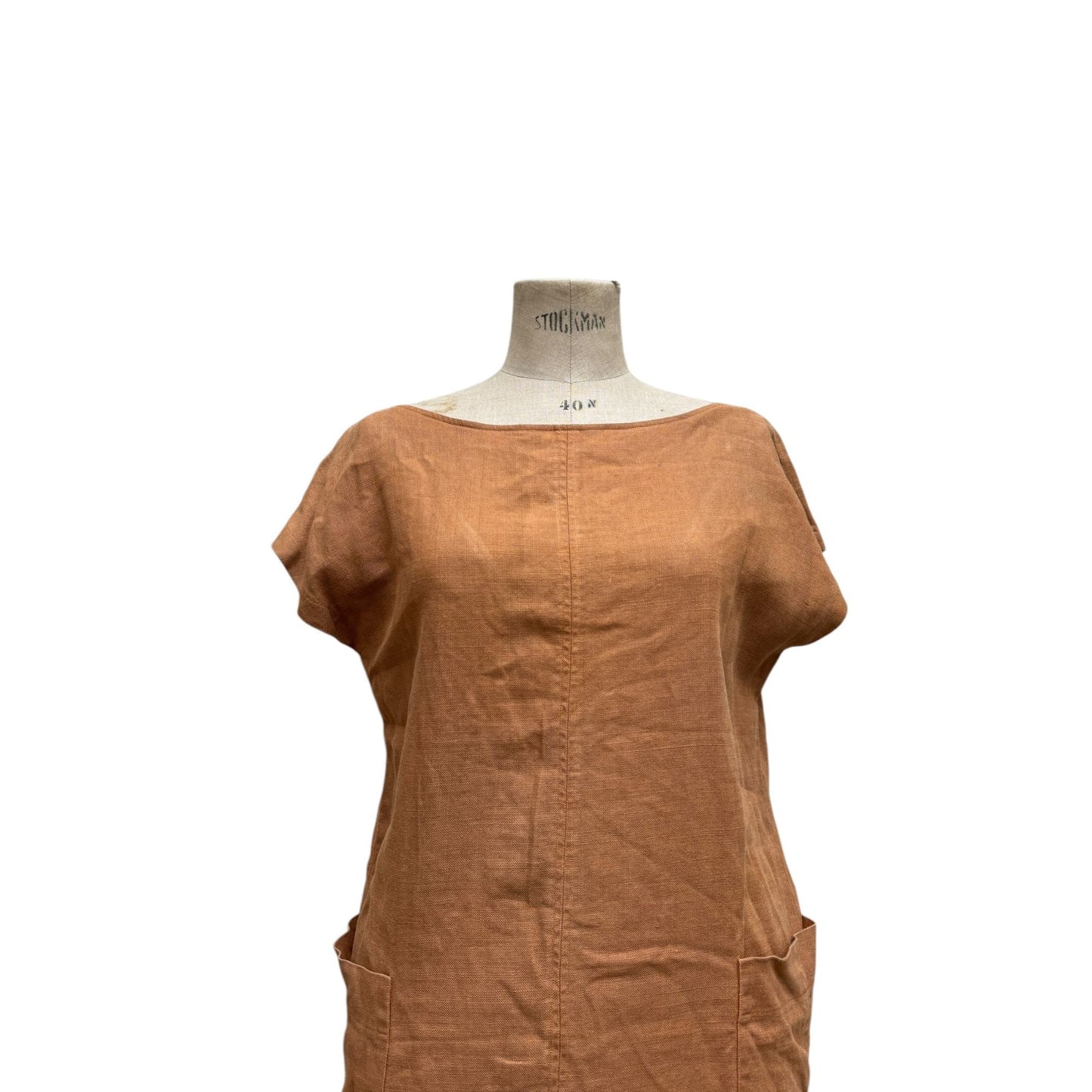 1980s Brown linen dress