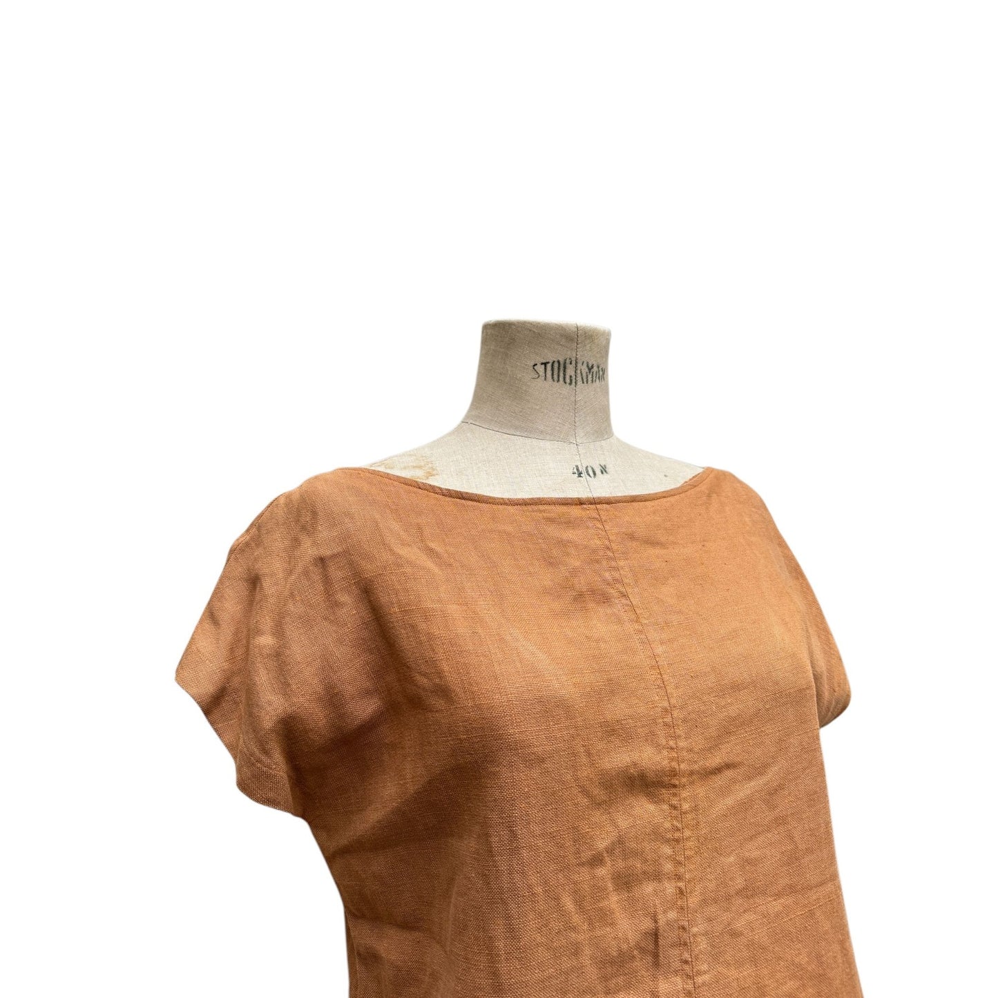 1980s Brown linen dress