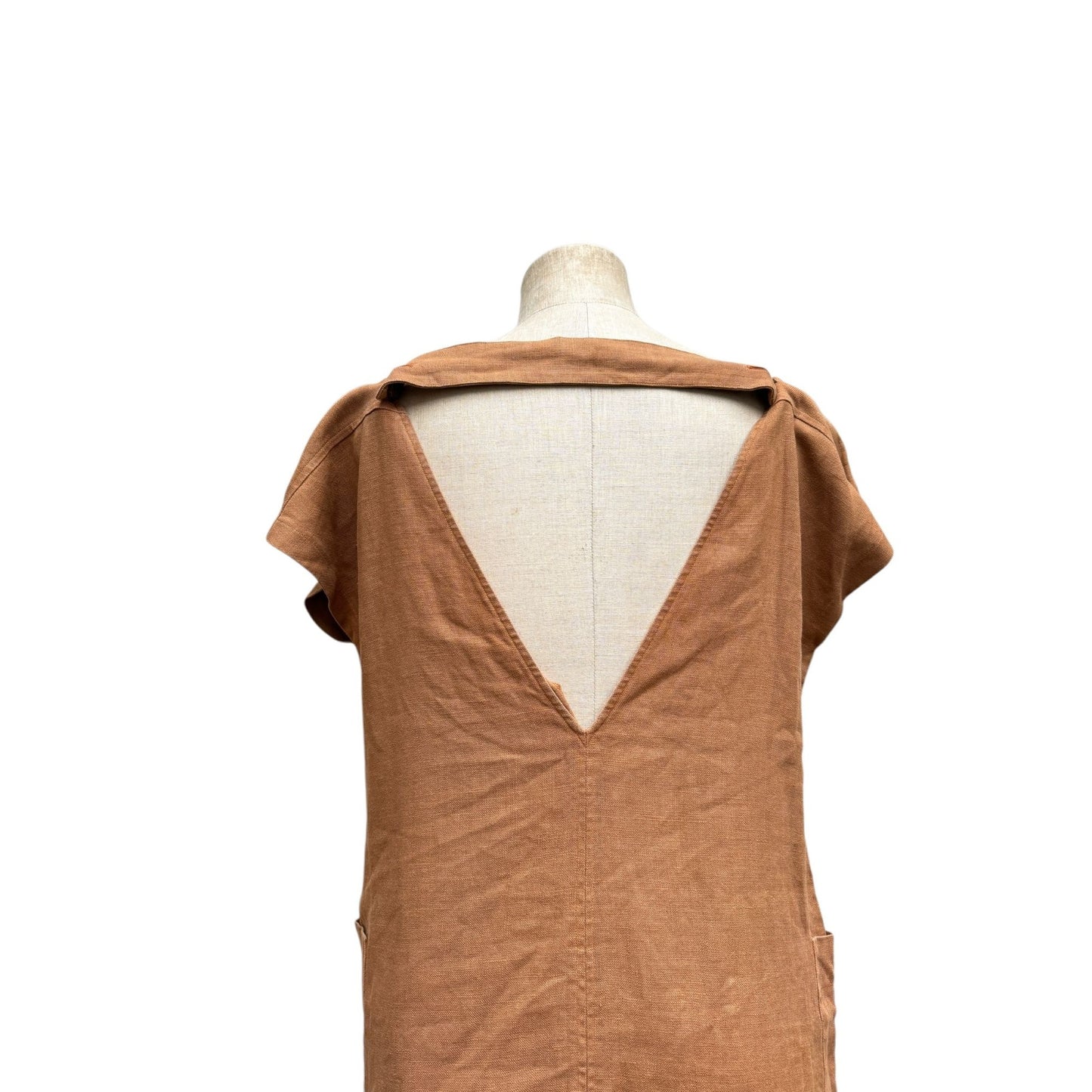 1980s Brown linen dress