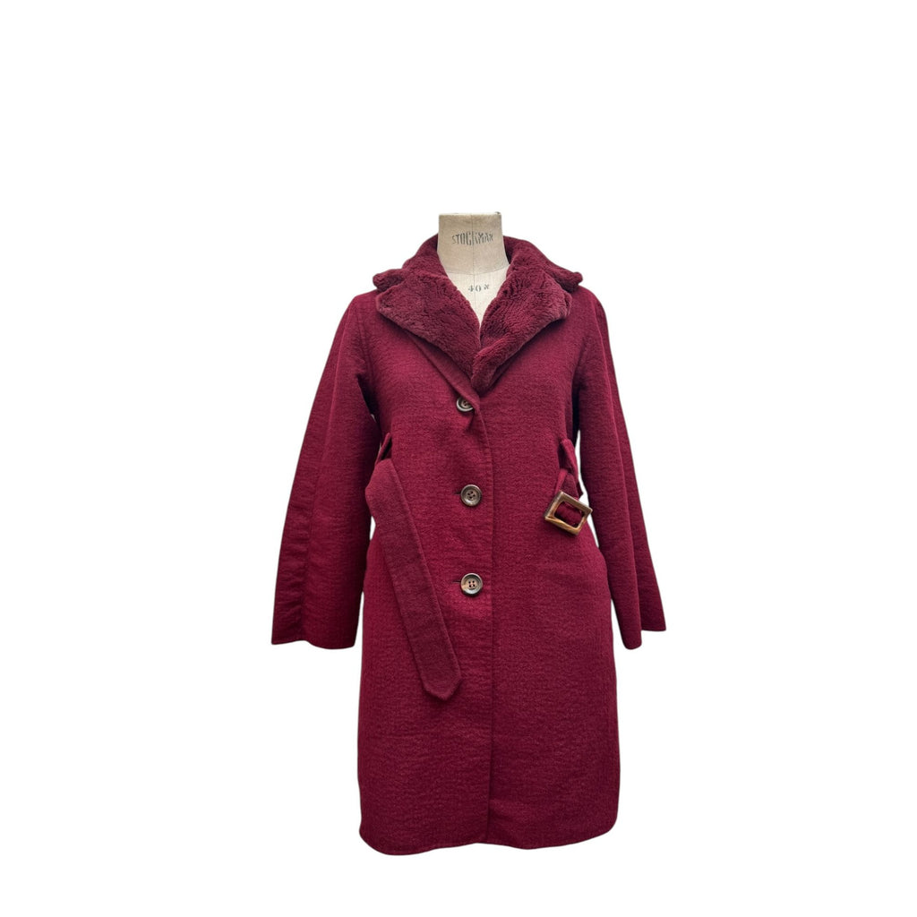 Elegant Burgundy Wool Coat