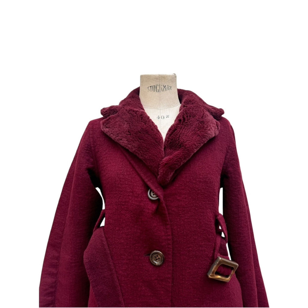 Elegant Burgundy Wool Coat