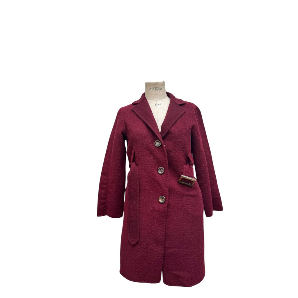 Elegant Burgundy Wool Coat