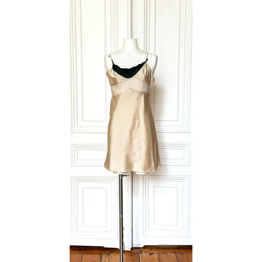 Miu Miu Spring Summer 2004 Beige Silk Mini Dress