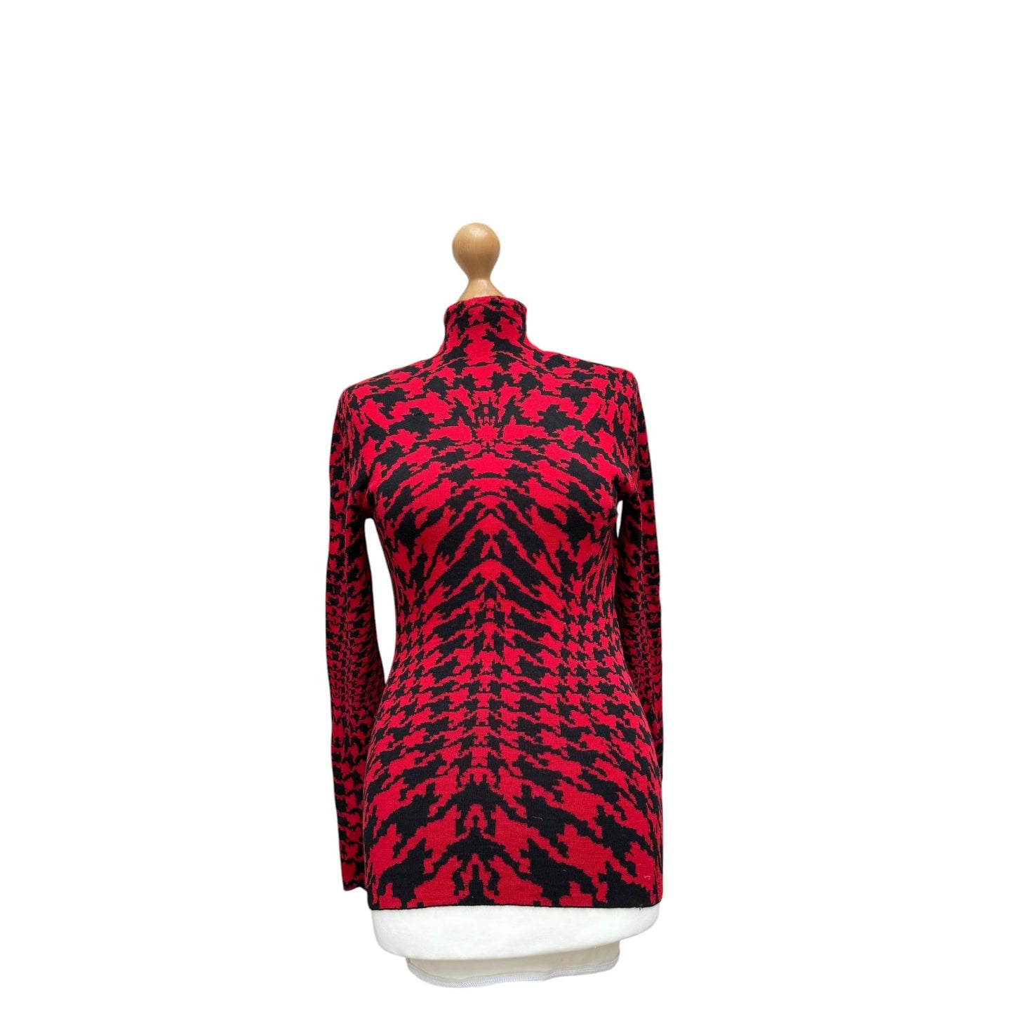 2009 Red &amp; Black Houndstooth Rollneck Sweater