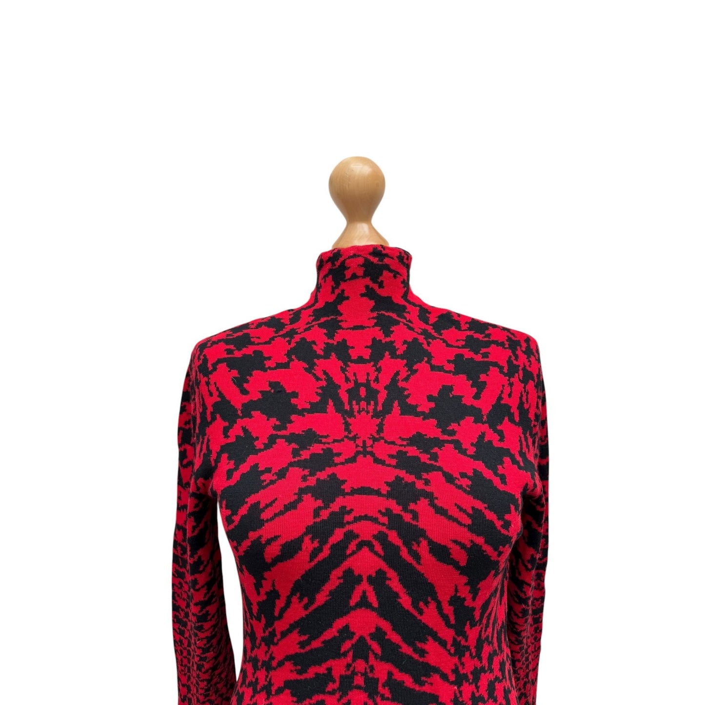 2009 Red &amp; Black Houndstooth Rollneck Sweater