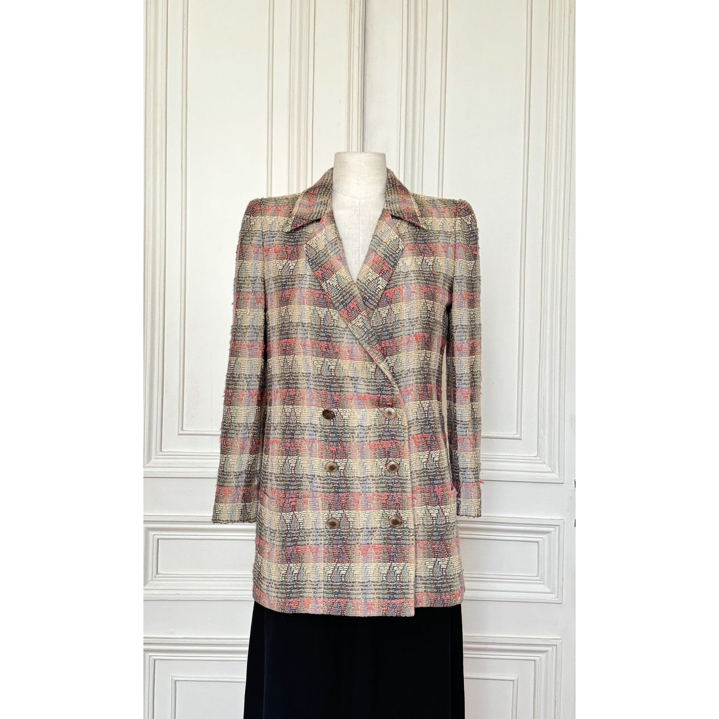 by Karl Lagerfeld Spring 1998 Beige Tweed Wool Blazer Jacket