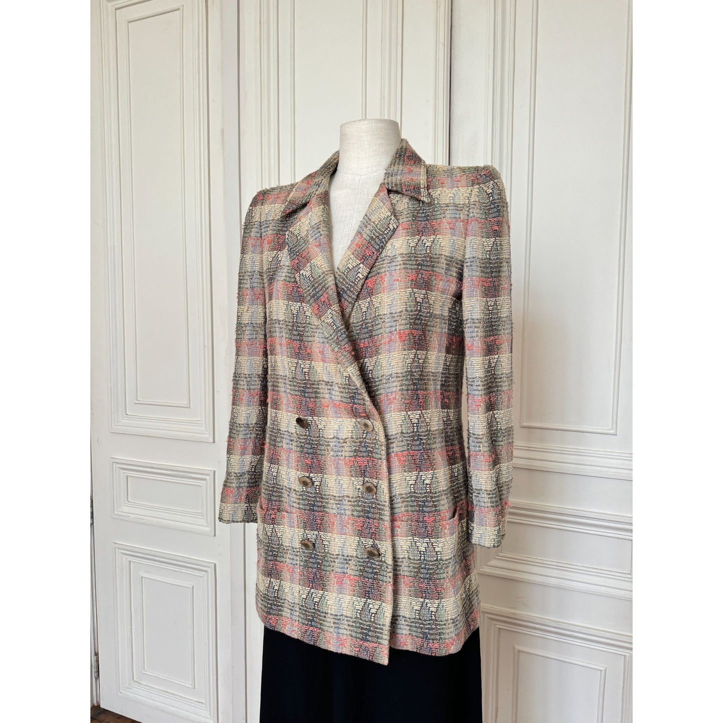 by Karl Lagerfeld Spring 1998 Beige Tweed Wool Blazer Jacket