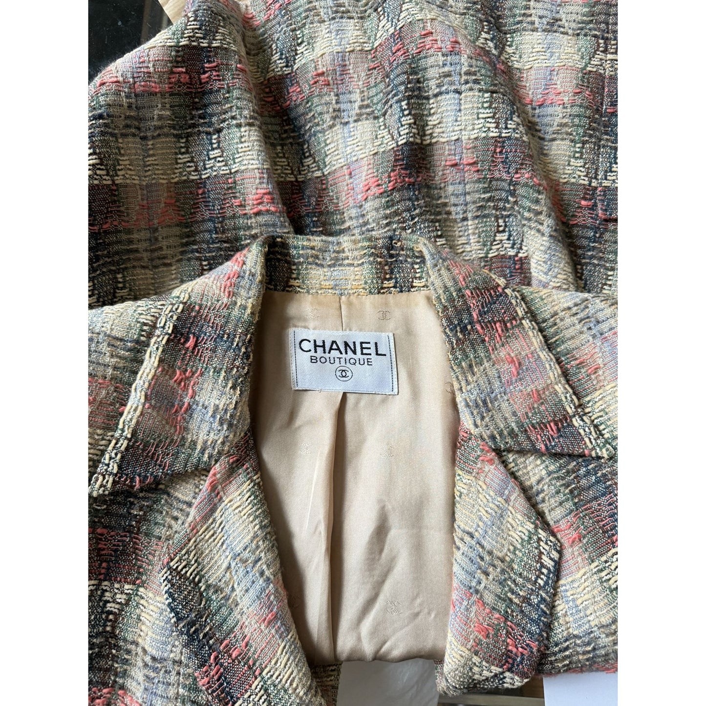by Karl Lagerfeld Spring 1998 Beige Tweed Wool Blazer Jacket