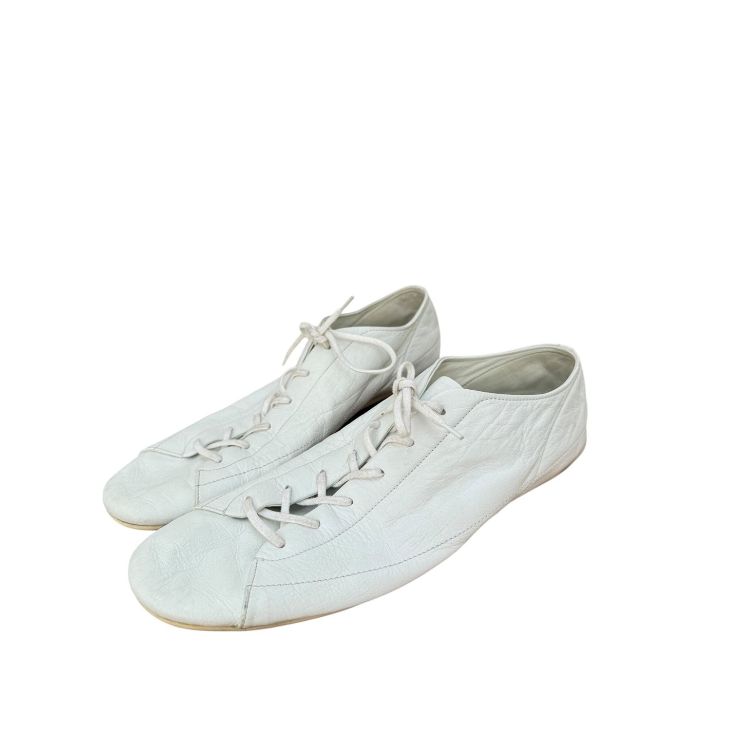 White Leather Lace-Up Shoes