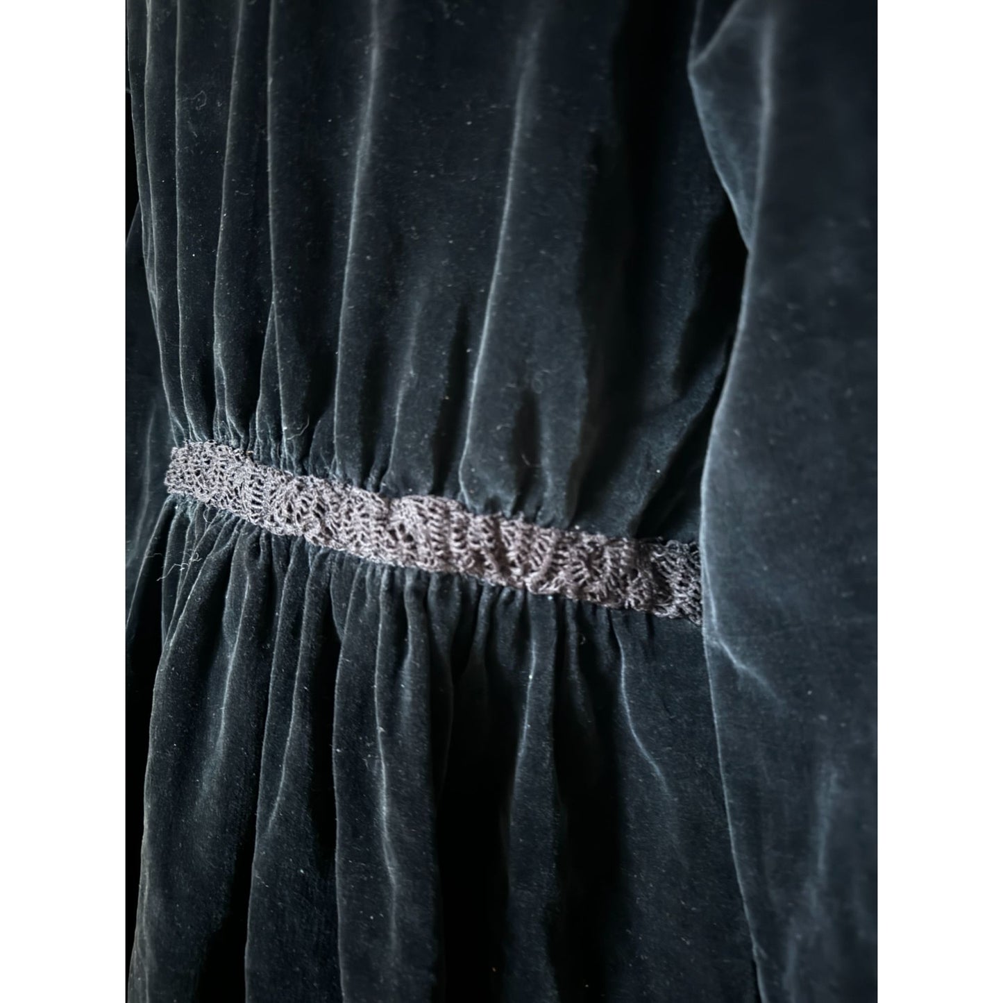 Victorian Black Silk Velvet Tea Gown Dress Late 19th Century circa 1880–1900