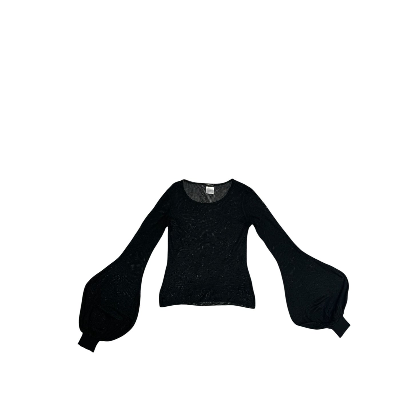 SS 2005 Black Floral Lace Balloon-Sleeve Top