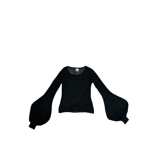 SS 2005 Black Floral Lace Balloon-Sleeve Top