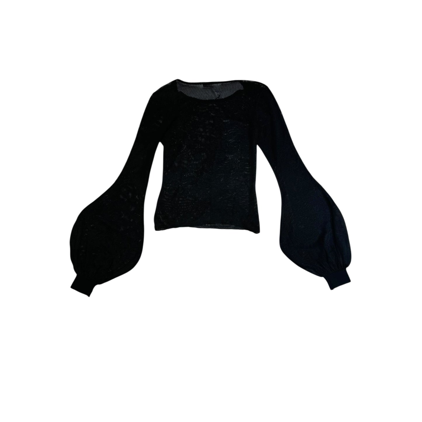 SS 2005 Black Floral Lace Balloon-Sleeve Top