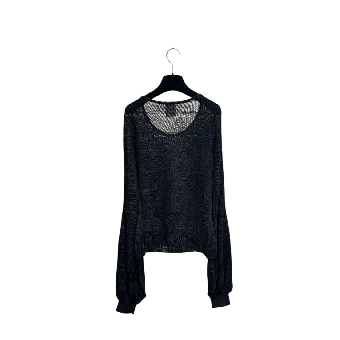 SS 2005 Black Floral Lace Balloon-Sleeve Top