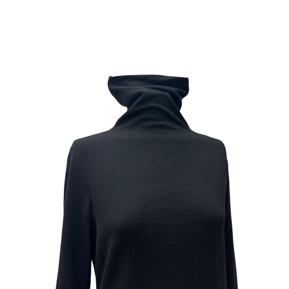 Black Wool Long Roll-Neck Top