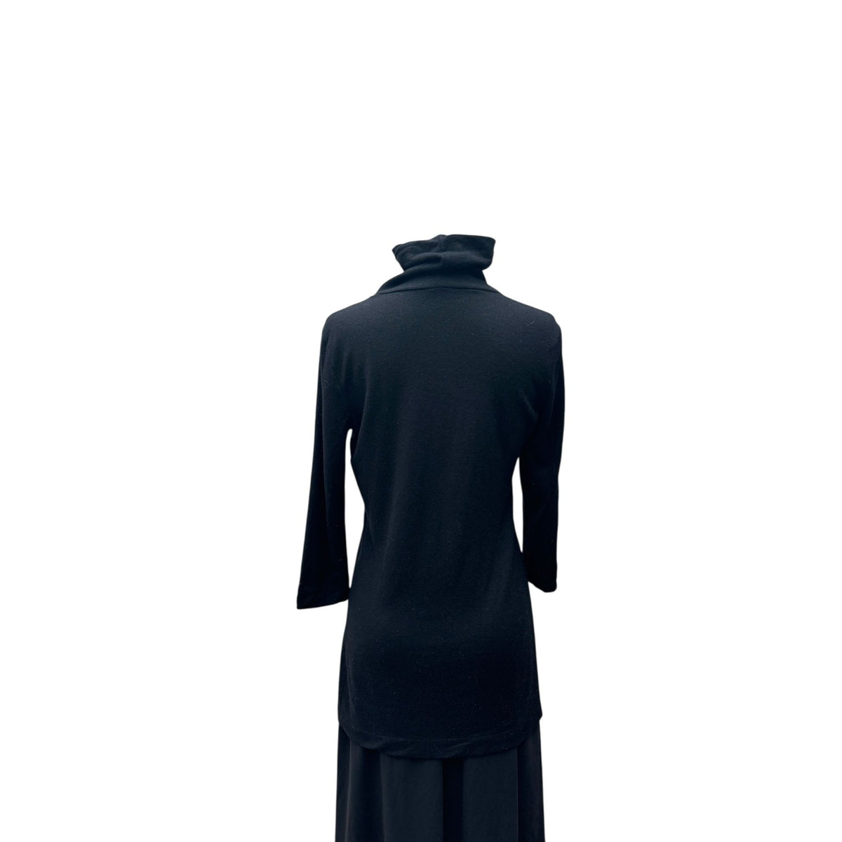 Black Wool Long Roll-Neck Top