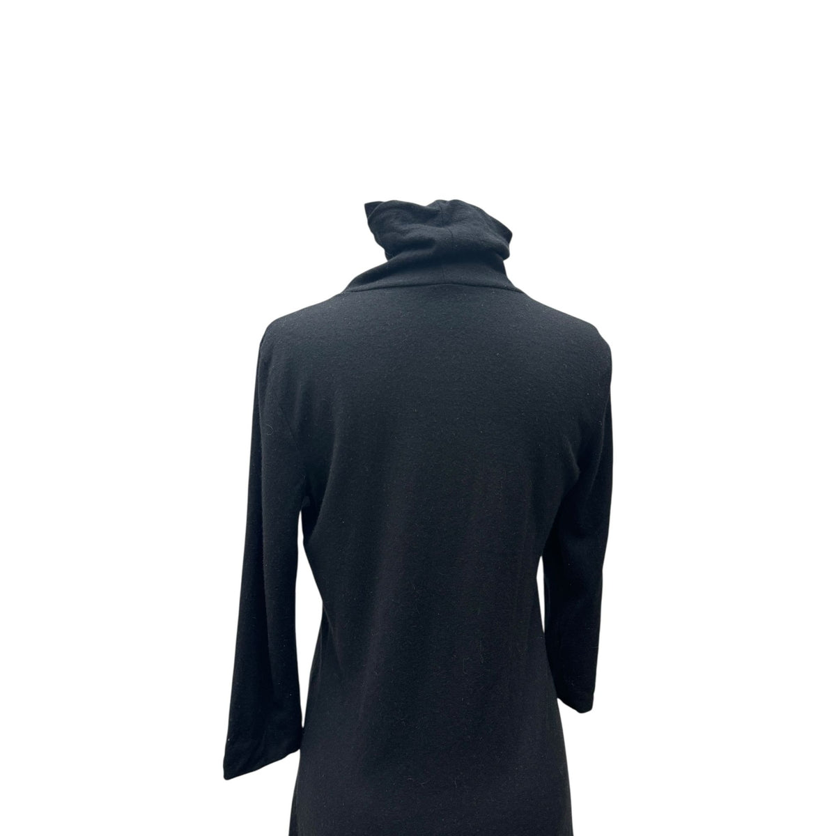 Black Wool Long Roll-Neck Top