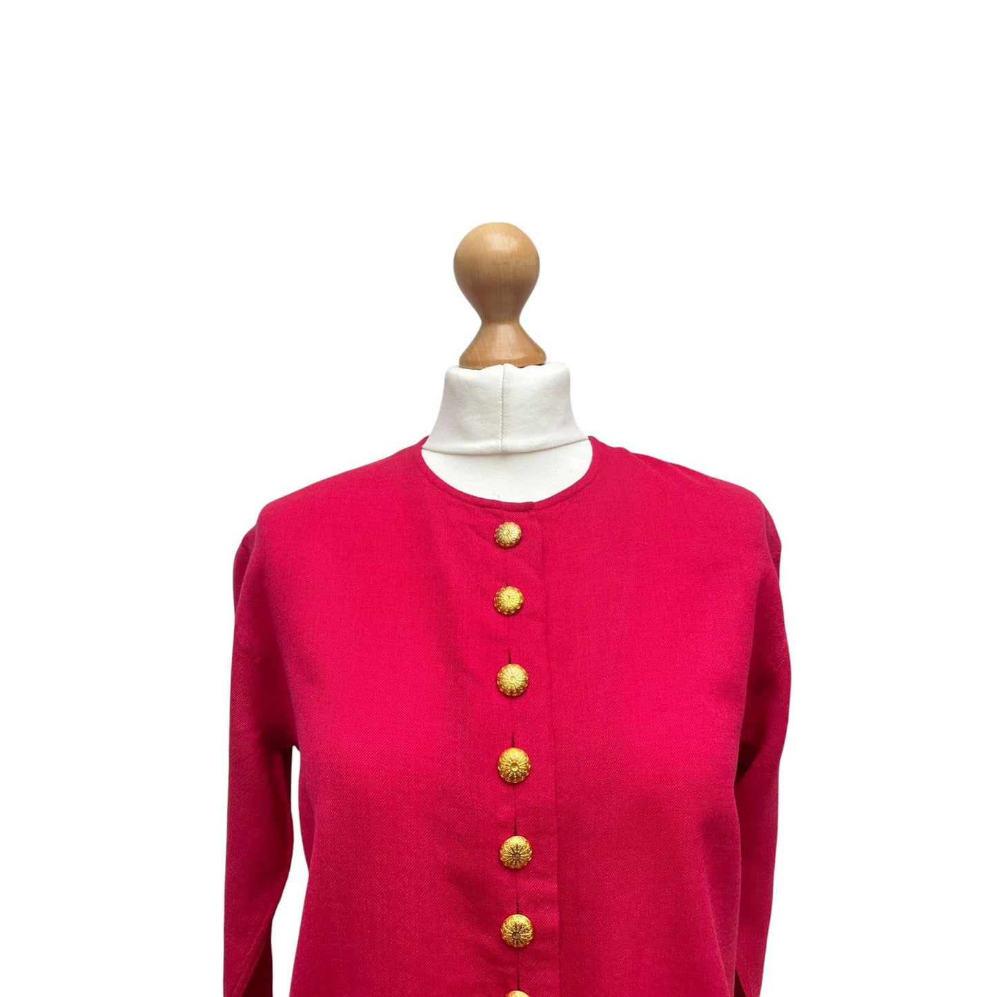 Vintage Pink Wool Cardigan with Gold Buttons