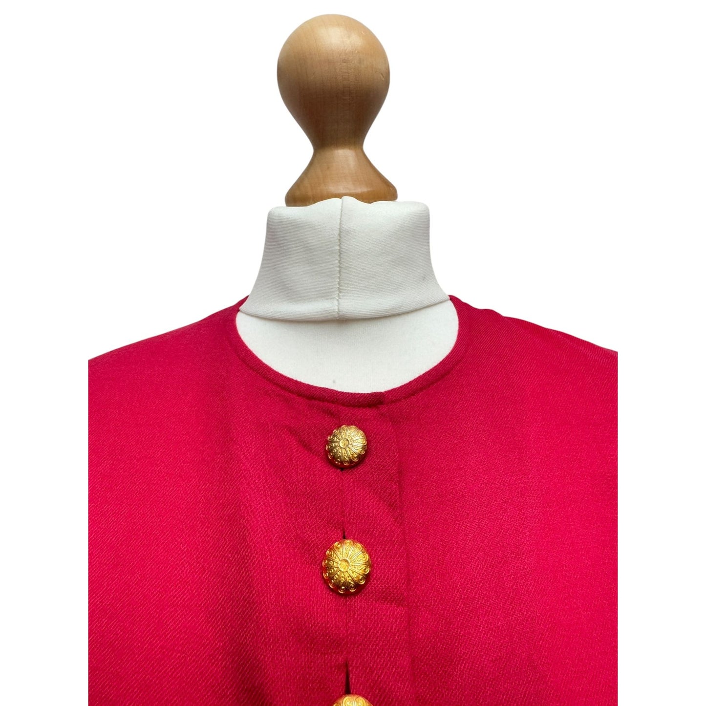 Vintage Pink Wool Cardigan with Gold Buttons