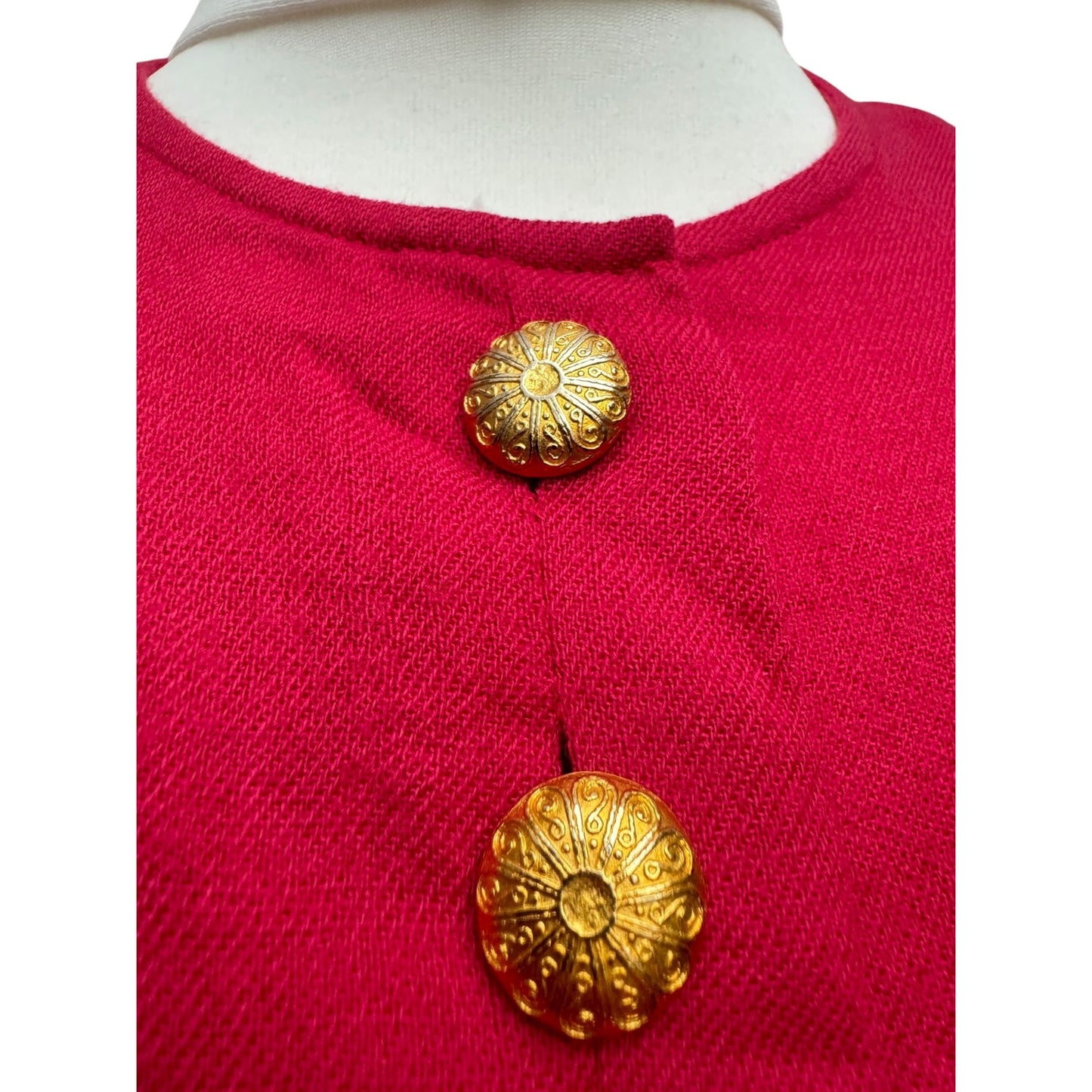 Vintage Pink Wool Cardigan with Gold Buttons