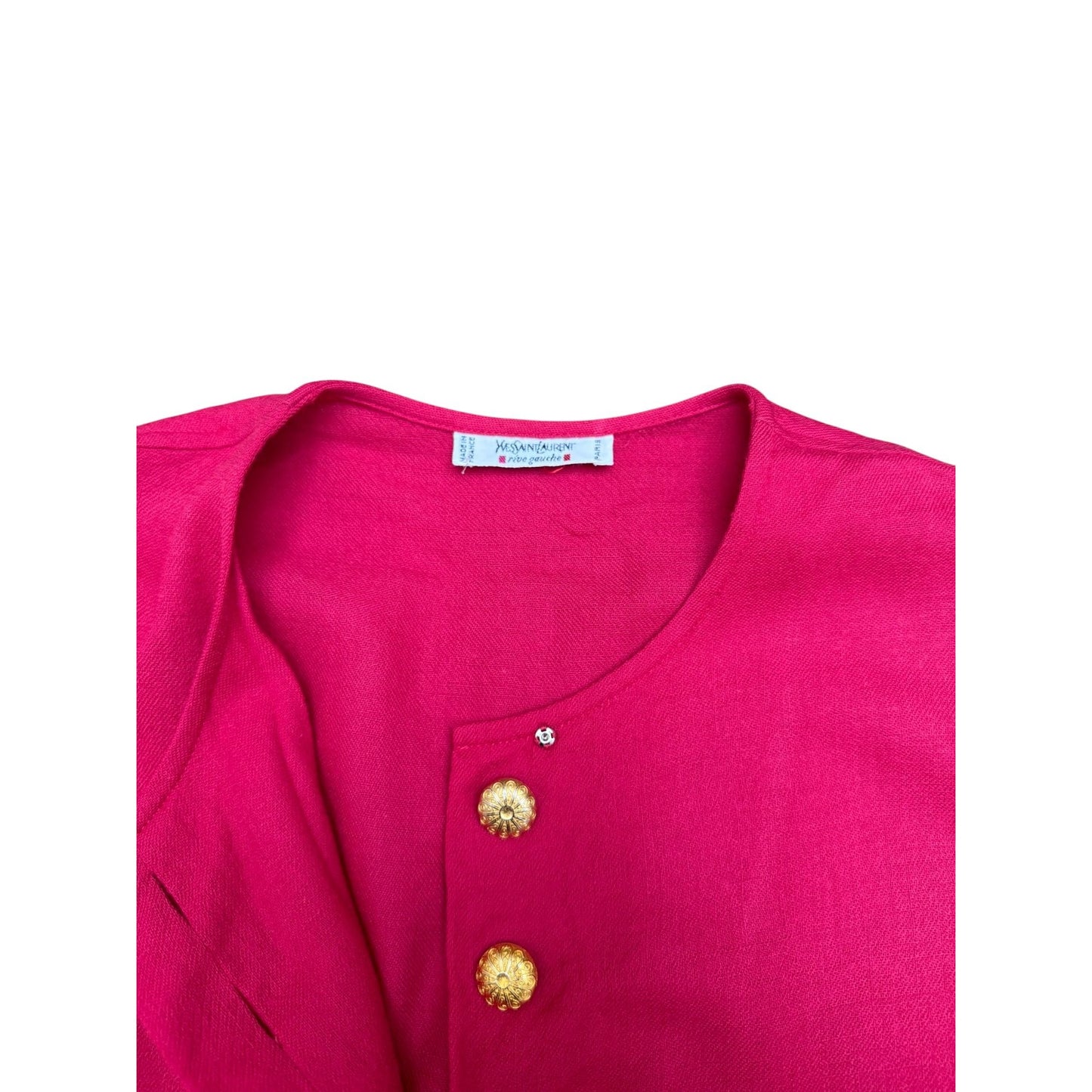 Vintage Pink Wool Cardigan with Gold Buttons