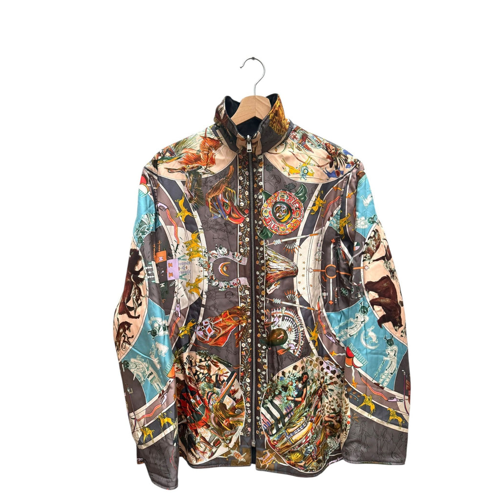 Reversible Black / Printed Silk Like Jacket Size L