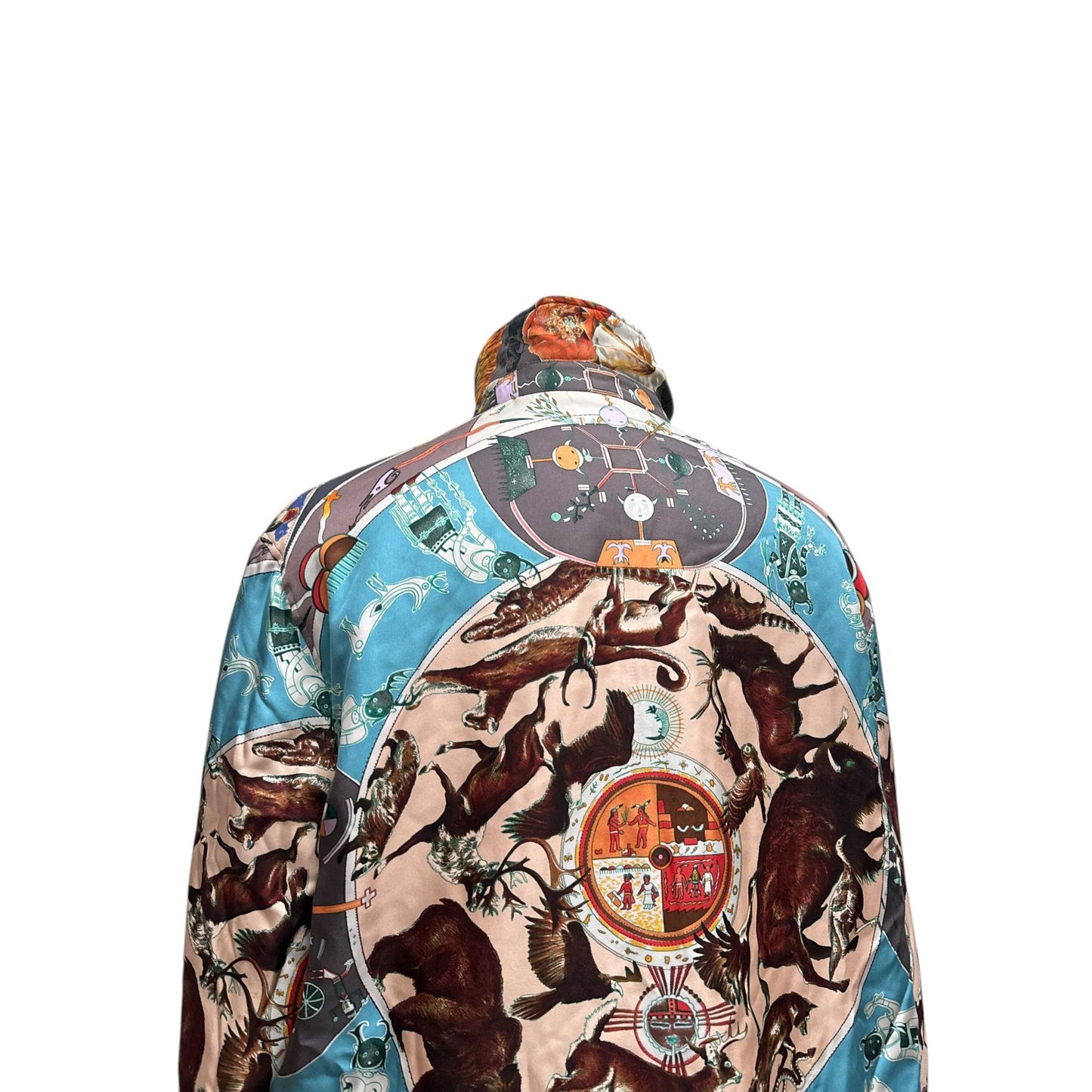 Reversible Black / Printed Silk Like Jacket Size L