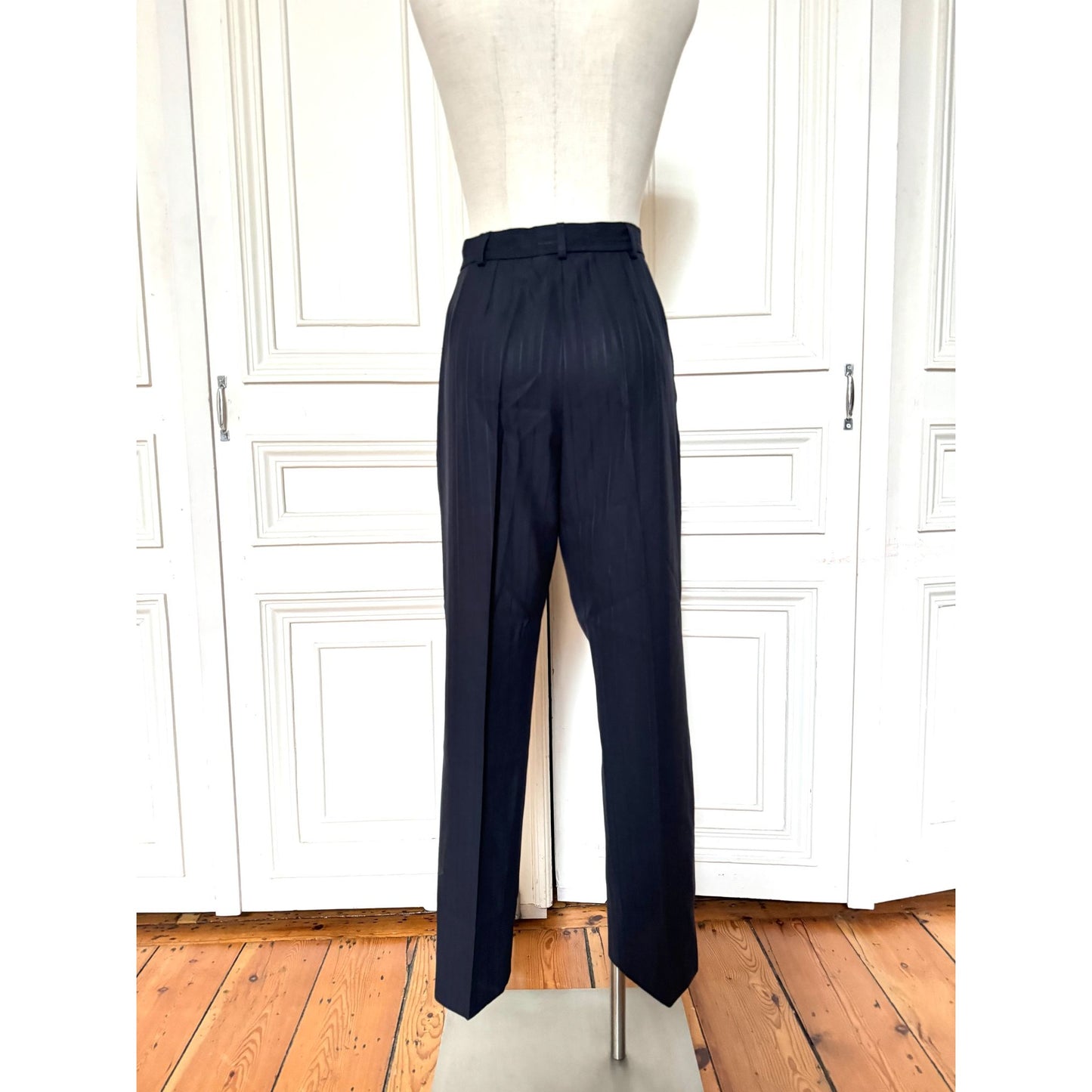 1980s Navy Pinstripe Pants Suit