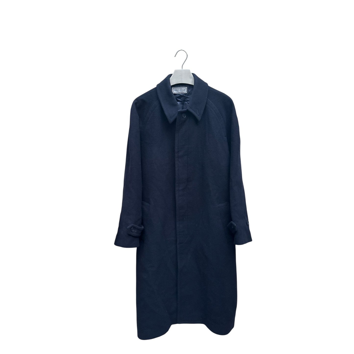 Heavy Navy Wool Belted Overcoat