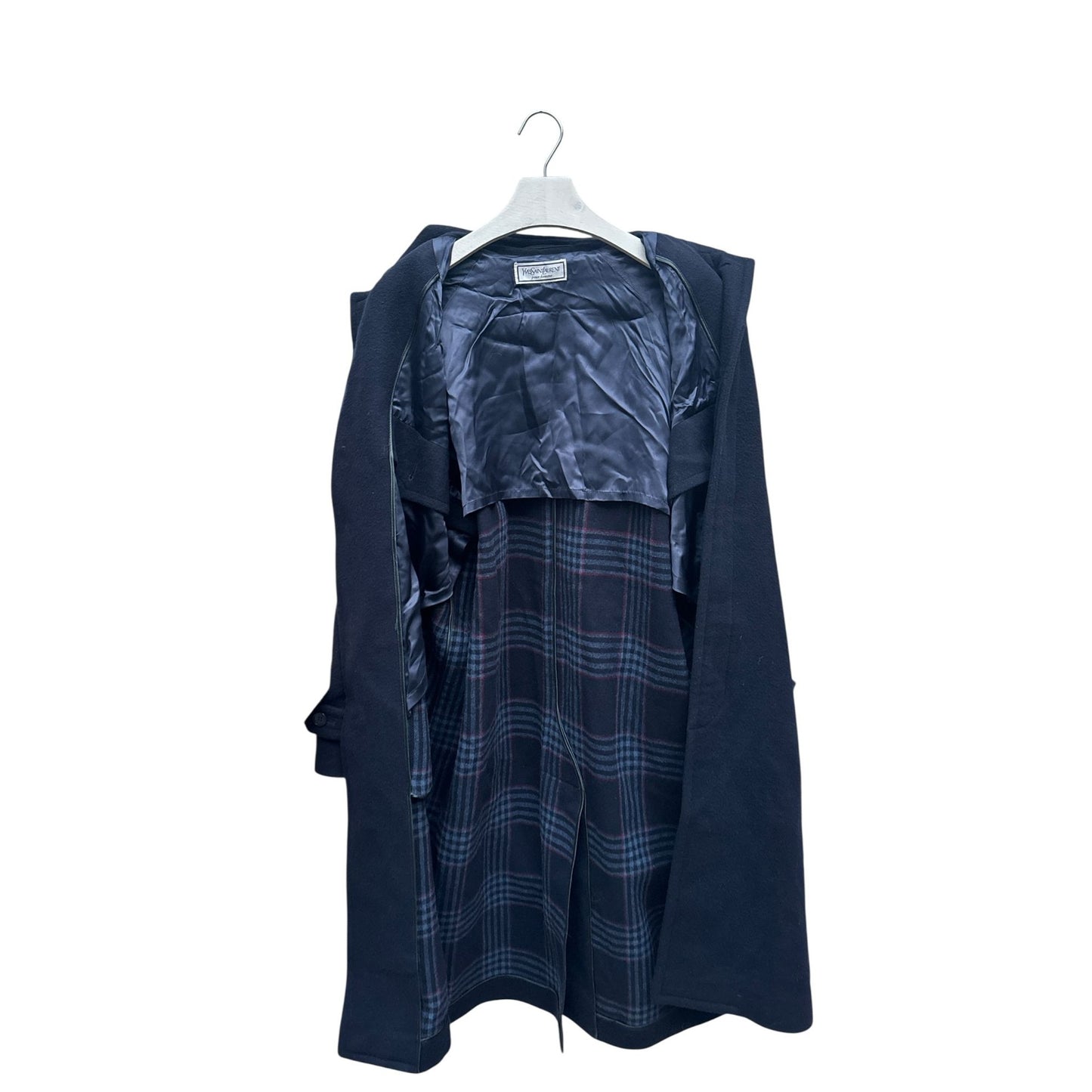 Heavy Navy Wool Belted Overcoat