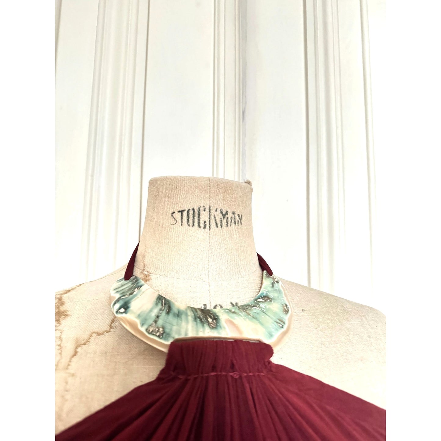 1990s Abalone Shell Burgundy Dress Size 38 / M