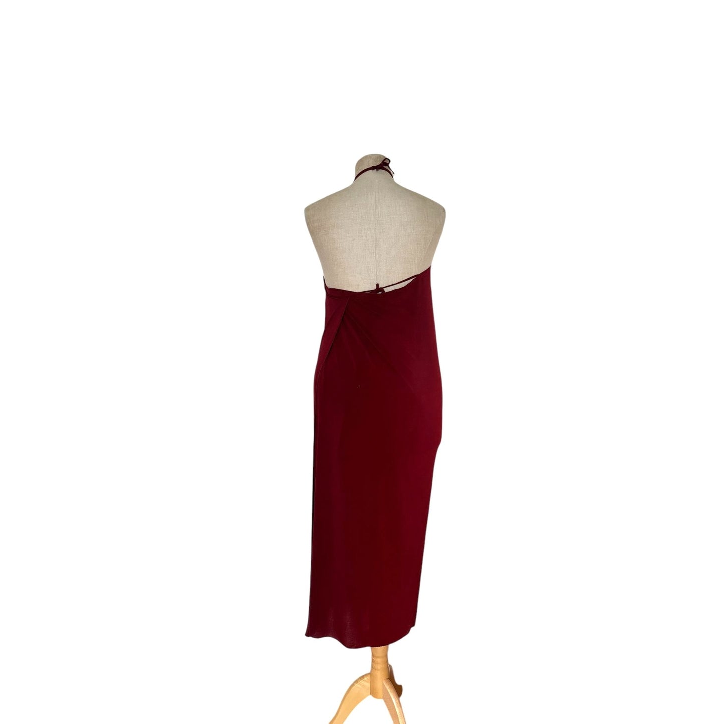 1990s Abalone Shell Burgundy Dress Size 38 / M