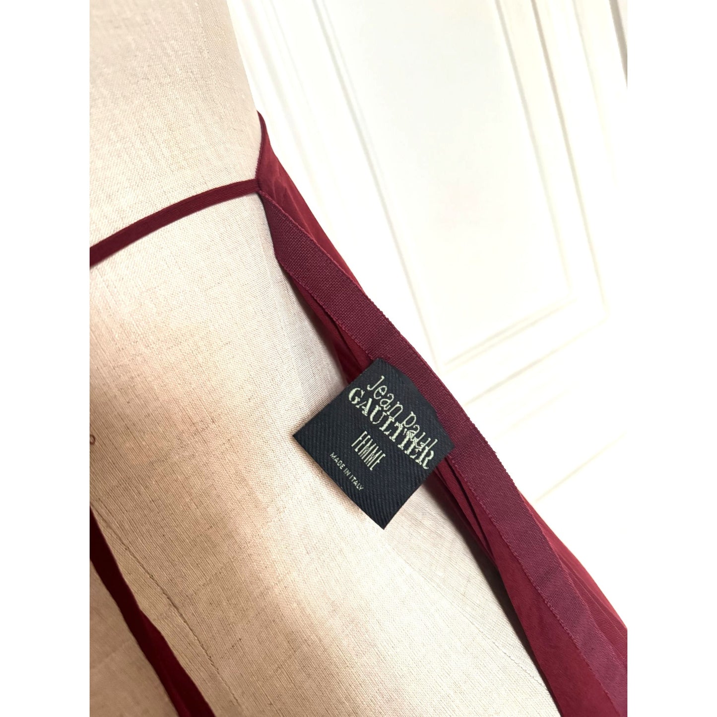 1990s Abalone Shell Burgundy Dress Size 38 / M