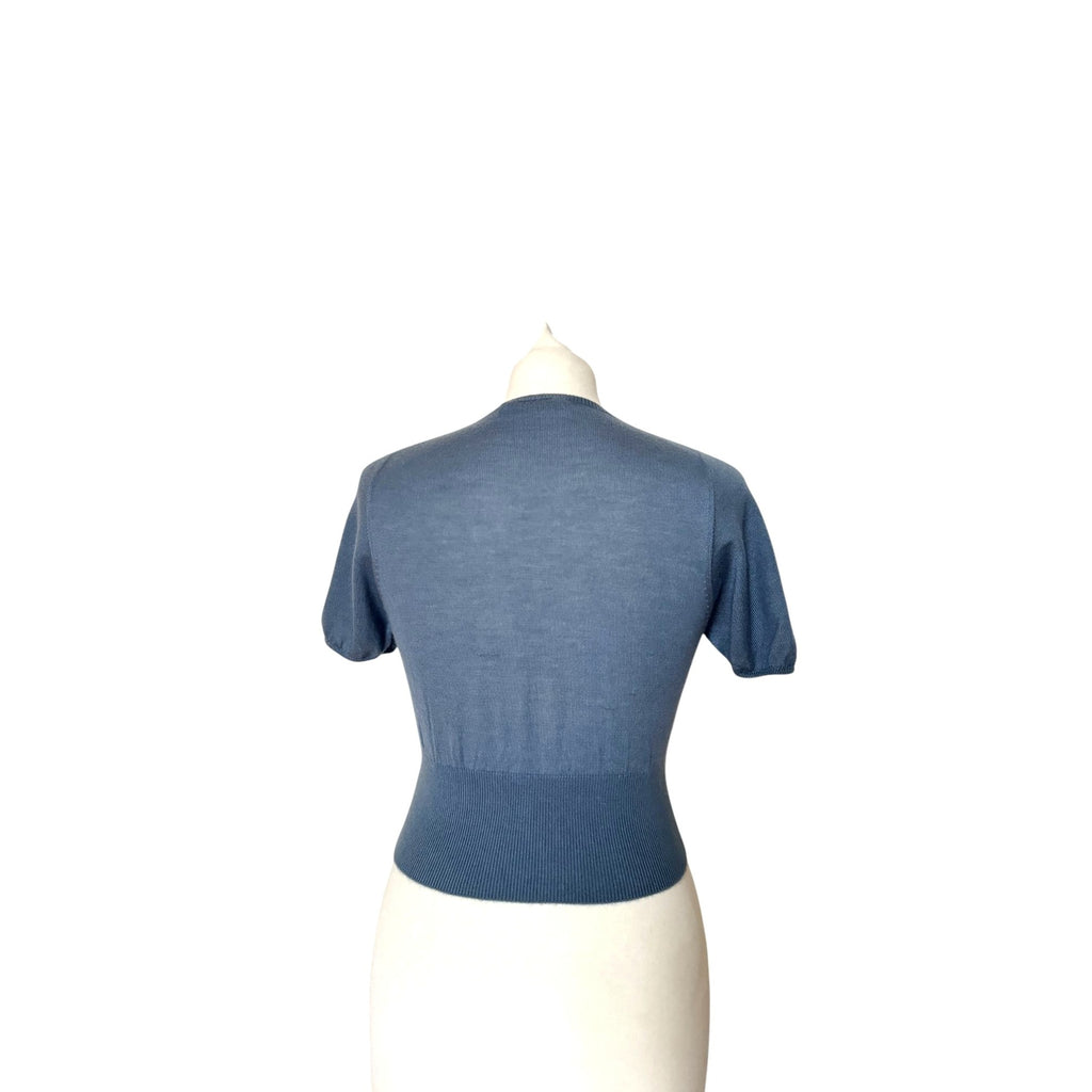 Blue Cashmere Silk Short sleeves sweater