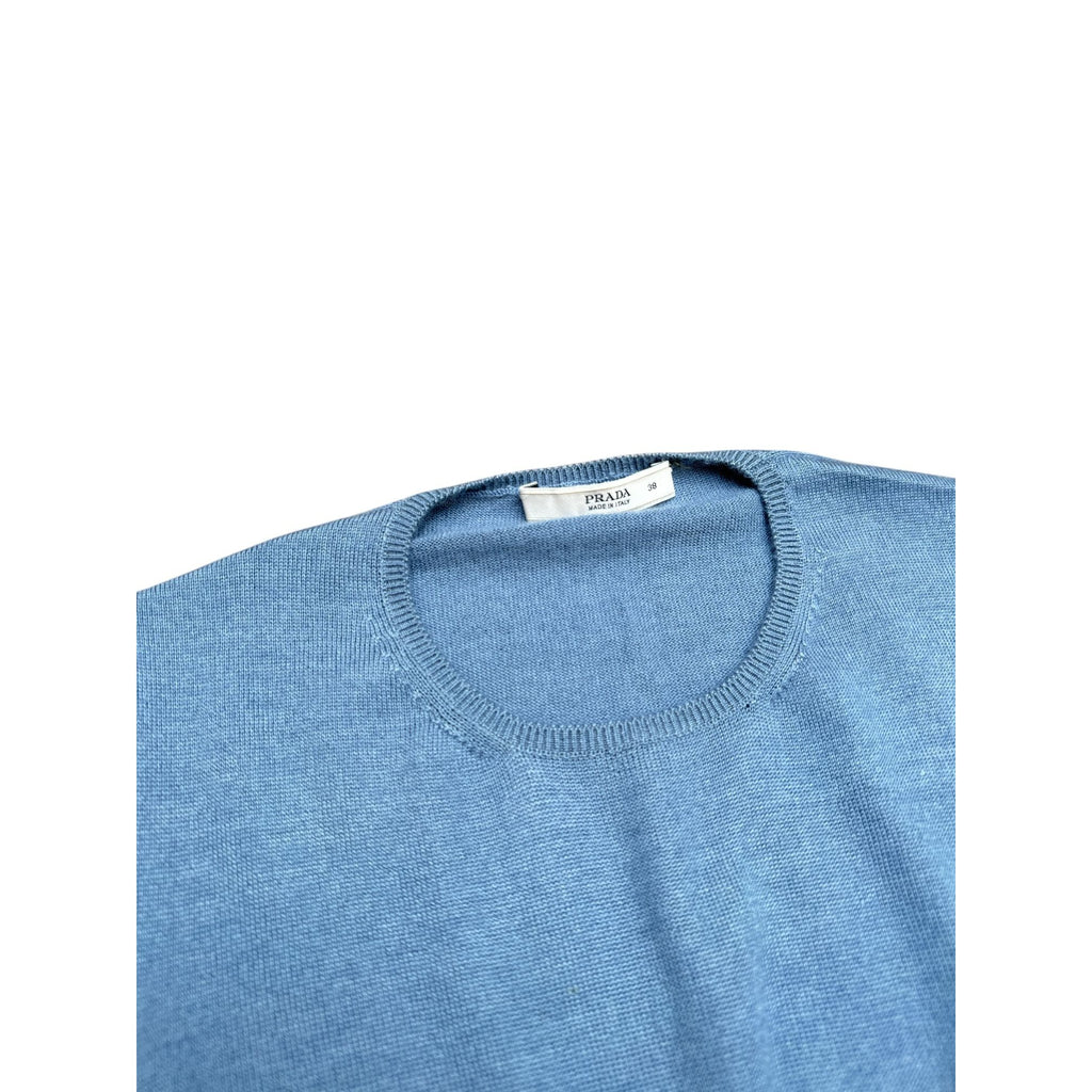 Blue Cashmere Silk Short sleeves sweater