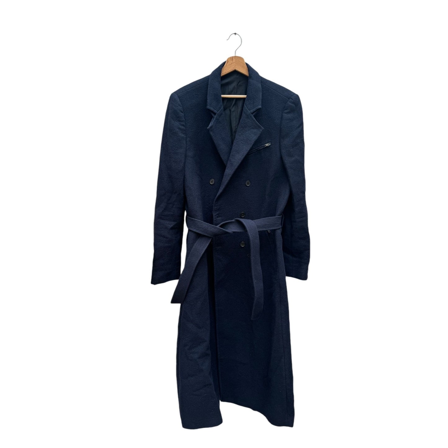 Dark Navy Wool Long Coat