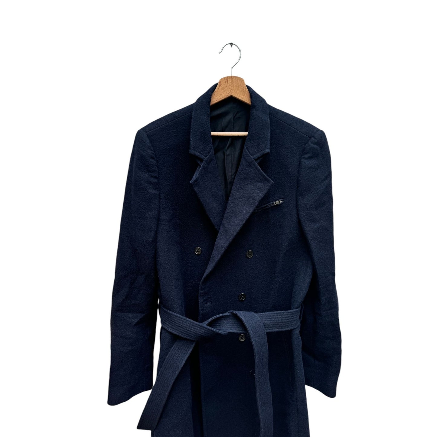 Dark Navy Wool Long Coat